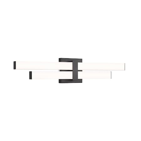 Z-Lite Zane Vanity, 2-Light, 25 In.W x 2.5 In.L x 5 In.H, Matte Black/Frosted 1008-25W-MB-LED